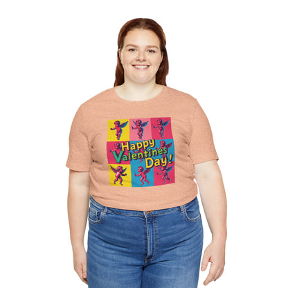 Valentine's Day Pop Art Tee — "Happy Valentine's Day!" Cupid Graphic Shirt