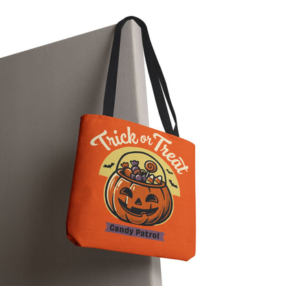 Halloween Trick or Treat Tote Bag — "Candy Patrol" Pumpkin Candy Bucket Design