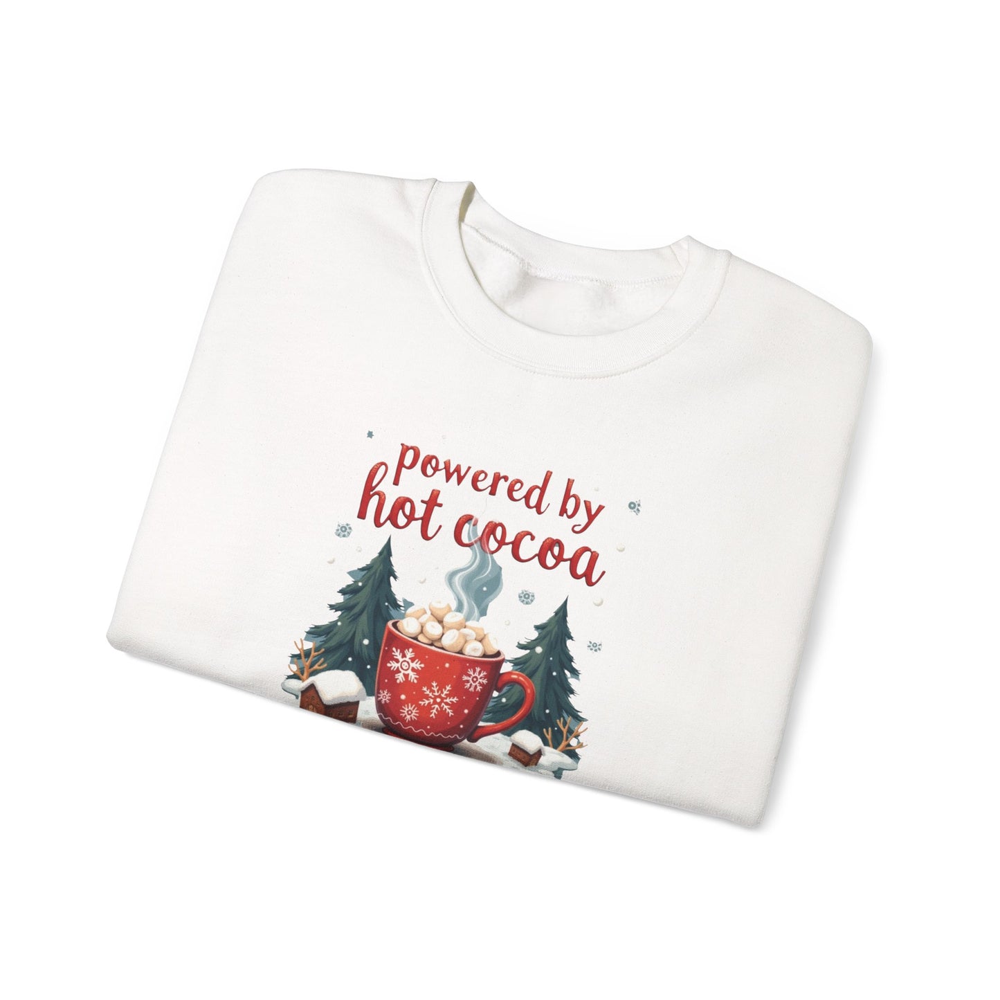Crewneck Sweatshirt - "Powered by Hot Cocoa" Winter Graphic