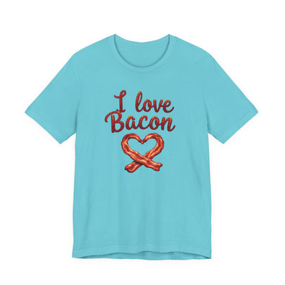I Love Bacon Unisex Tee - Perfect for Food Lovers, Casual Outings, Gift for Bacon Fans, Foodie T-Shirt, Fun Cooking Tee - Psychonaut Swag