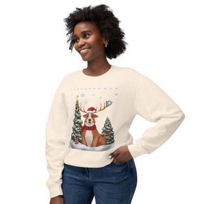 Christmas Corgi Sweatshirt - Festive Dog Reindeer Holiday Crewneck