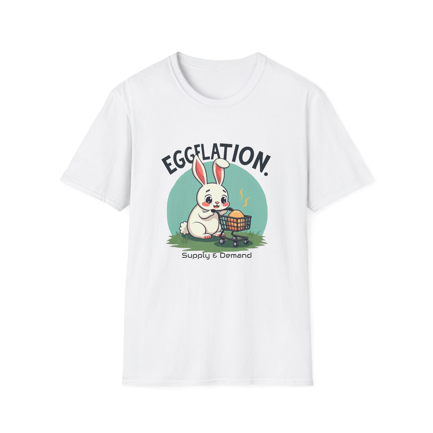 Easter Bunny 'Eggflation' T-Shirt – Cute Bunny with Egg Basket Graphic