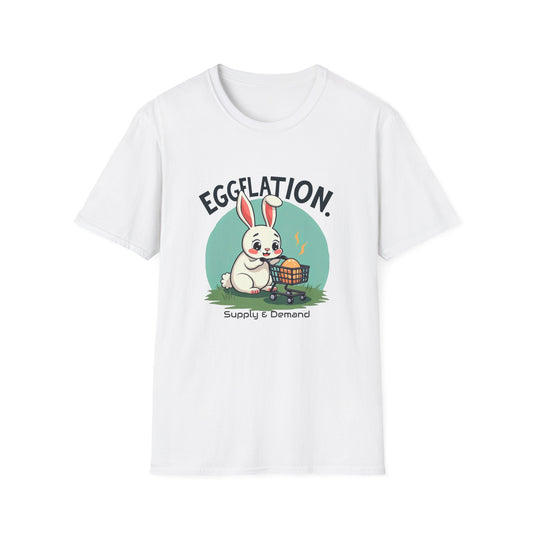 Easter Bunny 'Eggflation' T-Shirt – Cute Bunny with Egg Basket Graphic