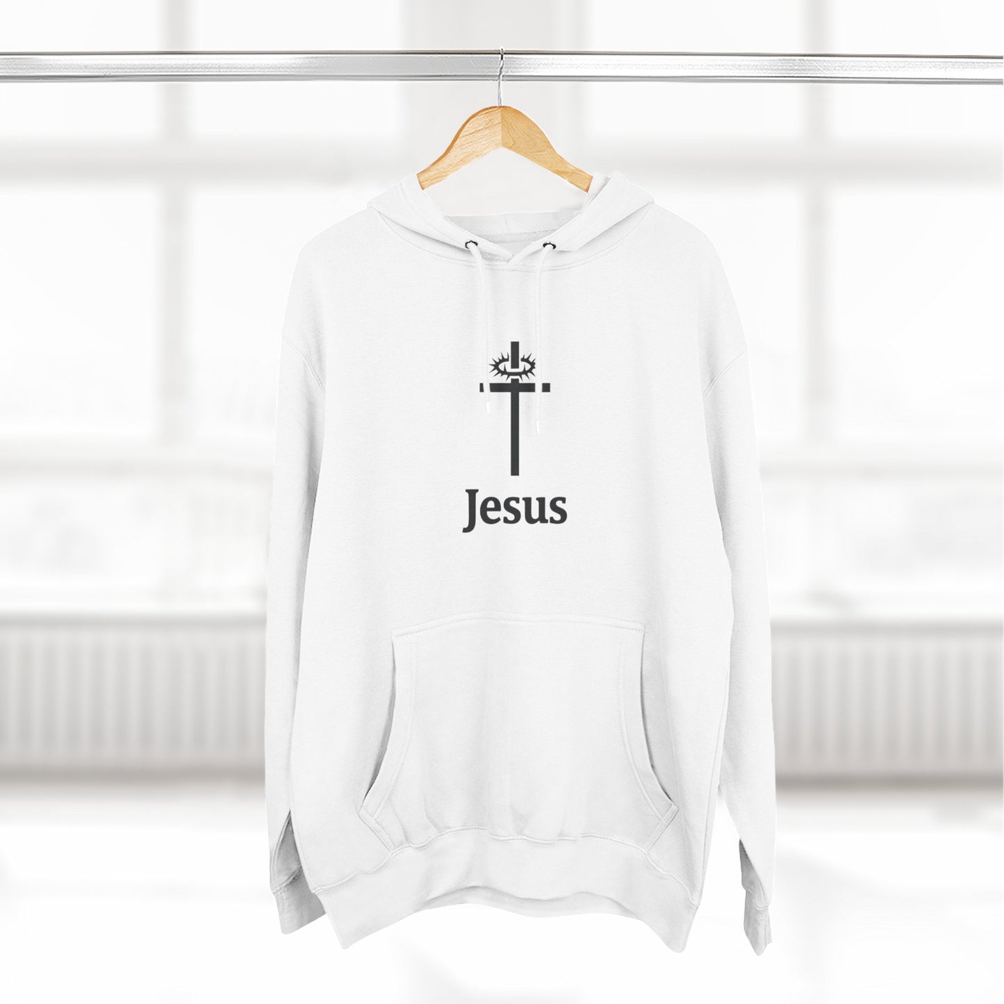 Jesus Cross Minimalist Hoodie — Faith Graphic Fleece Pullover