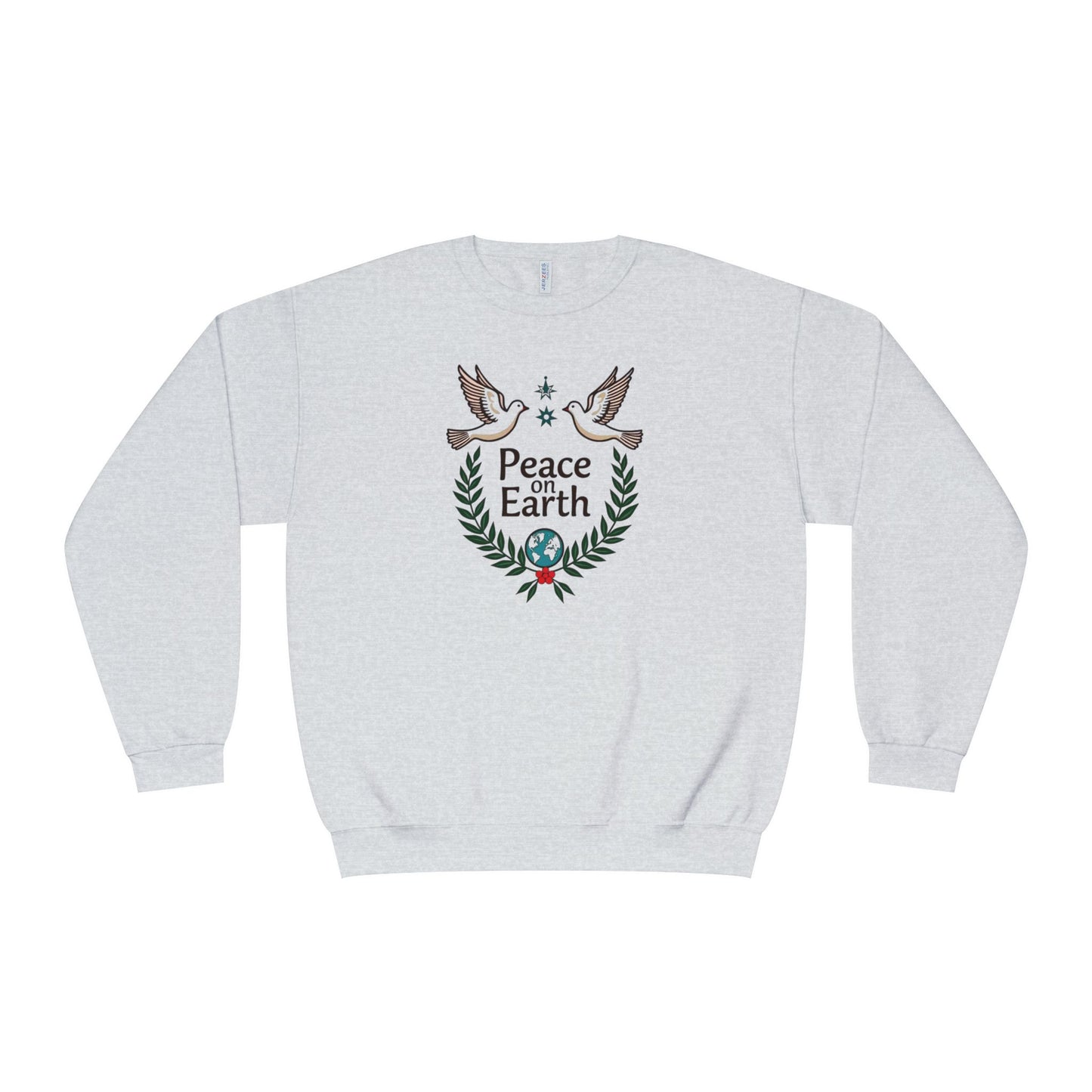 Peace on Earth Crewneck Sweatshirt — Holiday Dove & Laurel Graphic