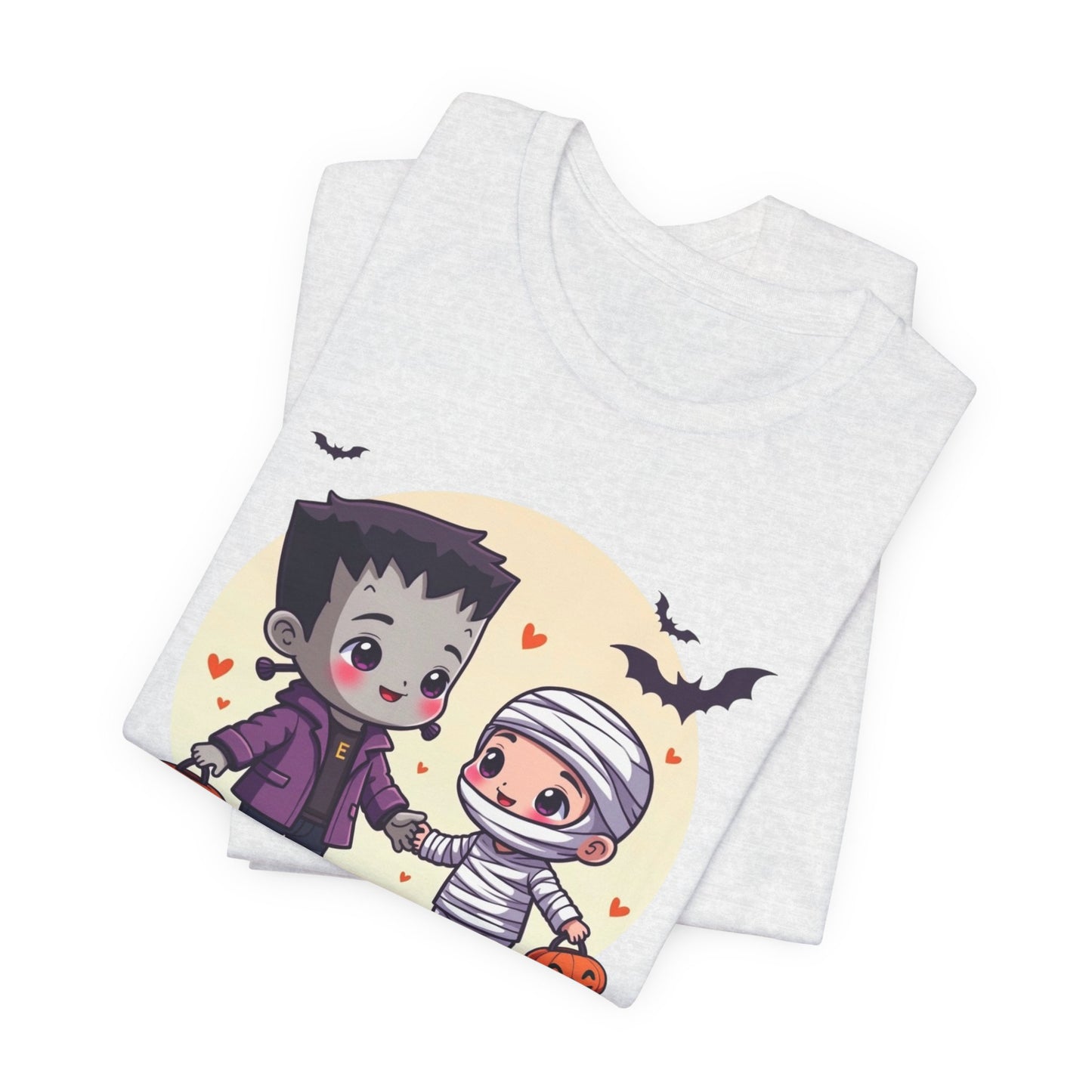 Cute Halloween Kids Tee — Frankenstein & Mummy Trick-or-Treat Graphic Shirt