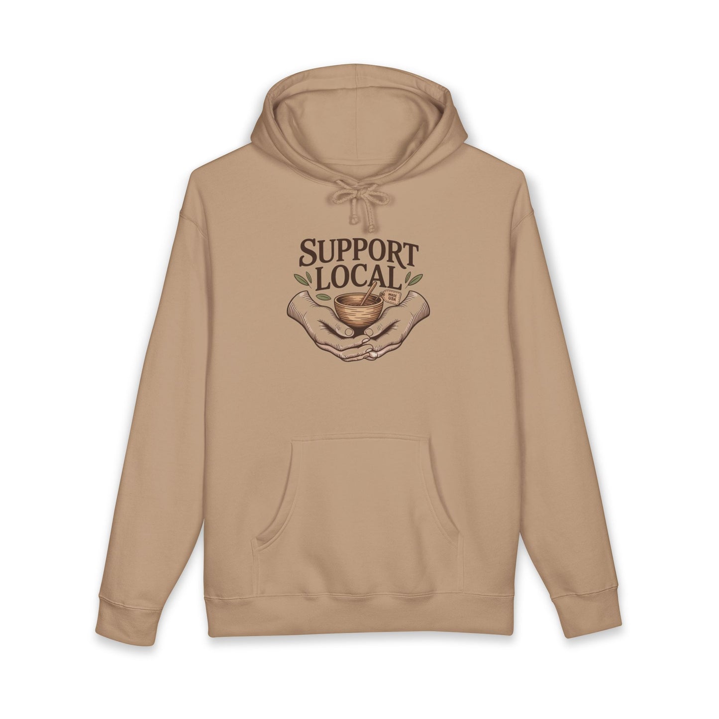 Support Local Hoodie — Vintage Hands & Heart Graphic Hooded Sweatshirt