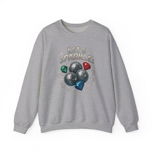 Crewneck Sweatshirt - "Let's Sparkle" Disco Ball Holiday Party Pullover