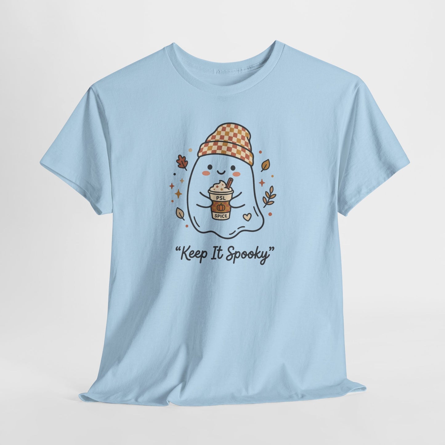 Keep It Spooky Ghost Tee — Cute Fall Halloween Shirt with Pumpkin Latte