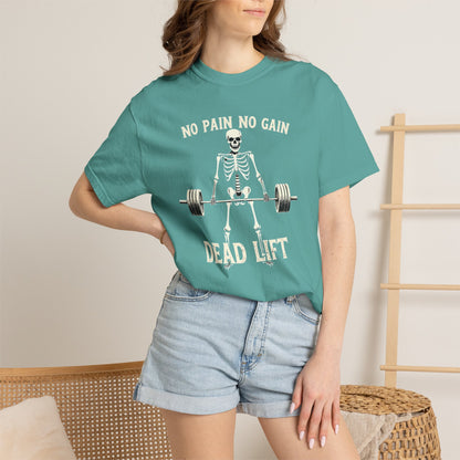 Deadlift Skeleton T-Shirt — “No Pain No Gain” Weightlifting Gym Tee