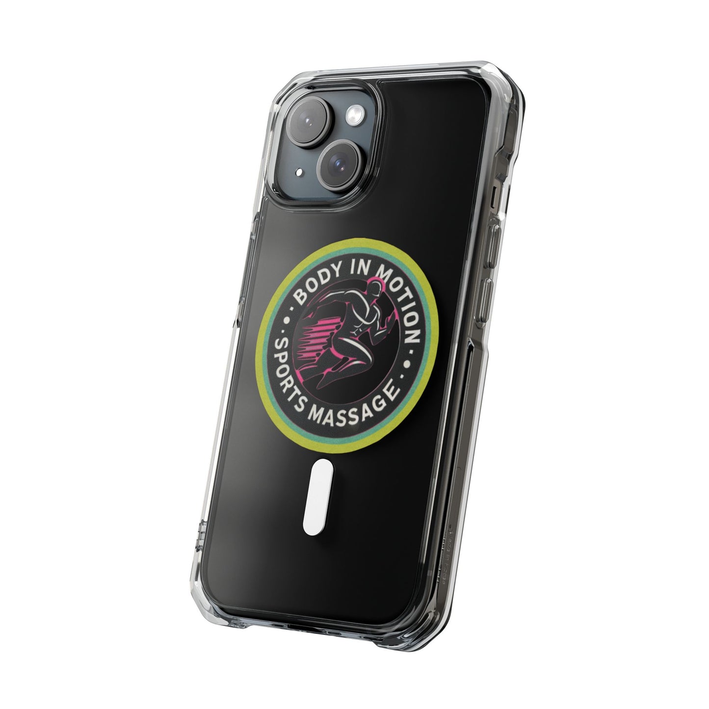 Sports Massage, Clear Magnetic Phone Case — "Body in Motion Sports Massage" PopGrip Compatible