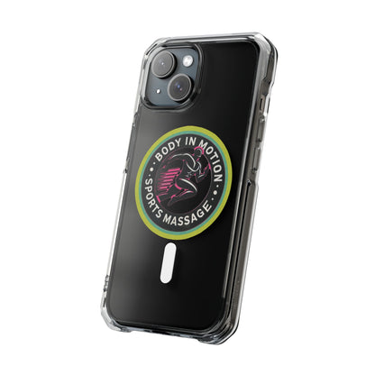 Sports Massage, Clear Magnetic Phone Case — "Body in Motion Sports Massage" PopGrip Compatible