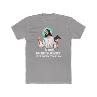Wife’s away, Jesus tee, Playful Unisex Crew Tee with Humorous Design - Psychonaut Swag