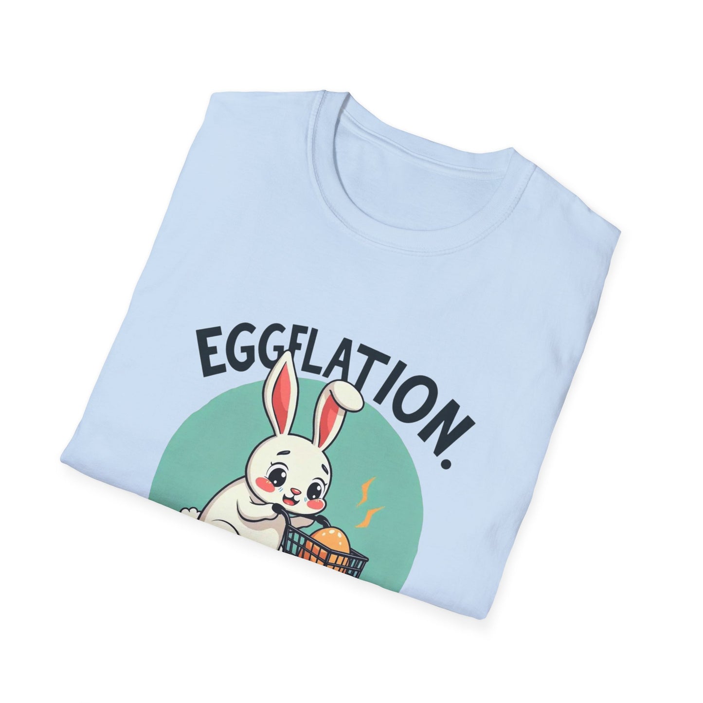 Easter Bunny 'Eggflation' T-Shirt – Cute Bunny with Egg Basket Graphic