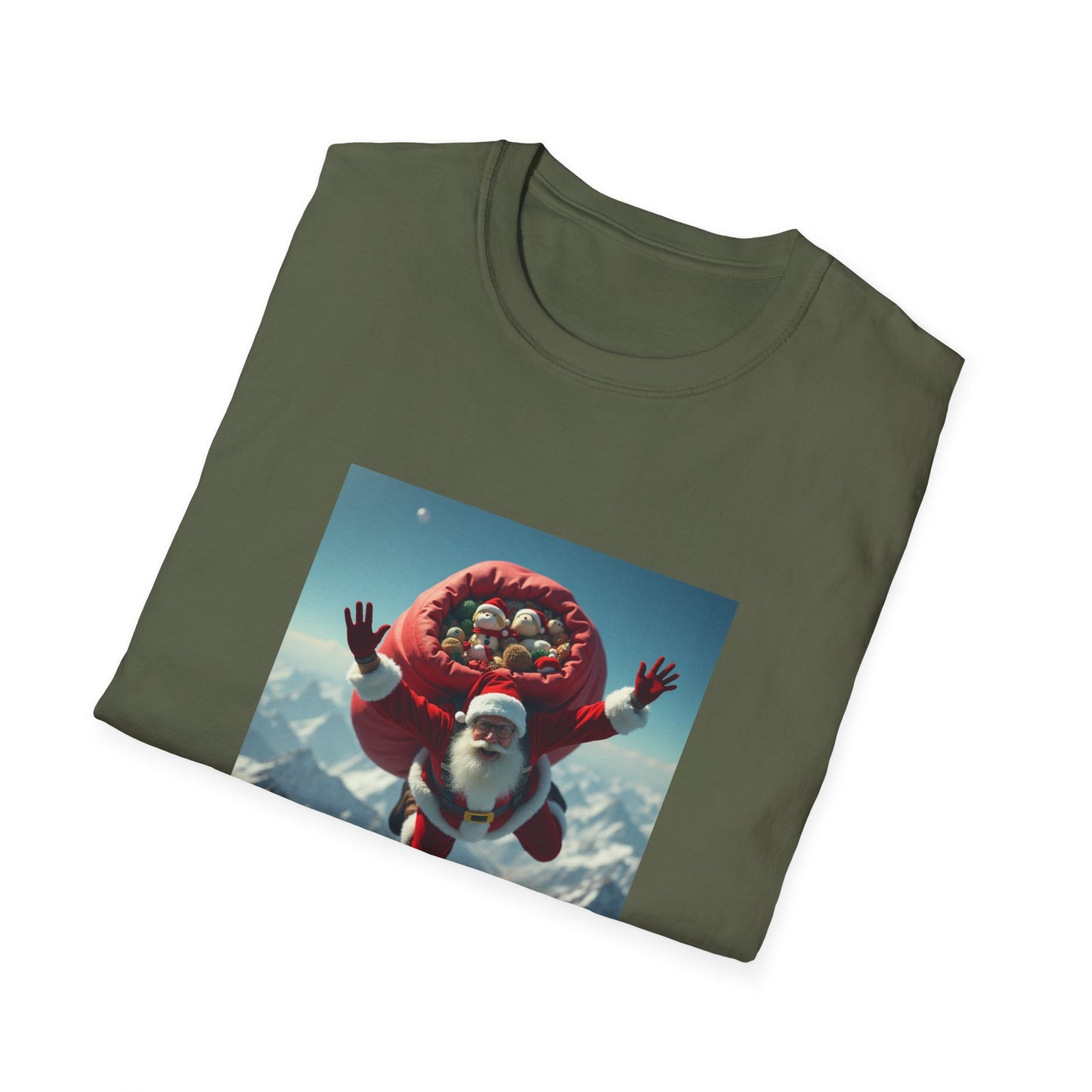 Skydiving Santa, Unisex Softstyle T-Shirt