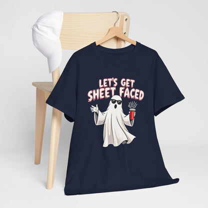 Let's Get Sheet Faced Ghost T‑Shirt — Funny Halloween Party Tee