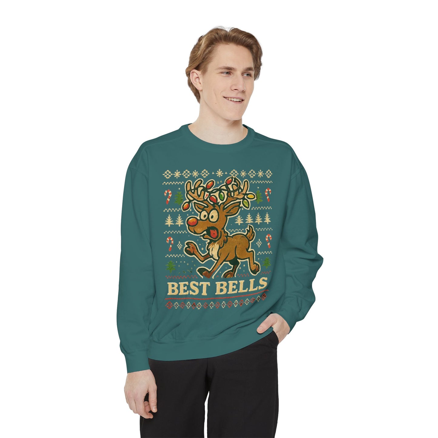 Best Bells Reindeer Sweatshirt Unisex Garment-Dyed Sweatshirt