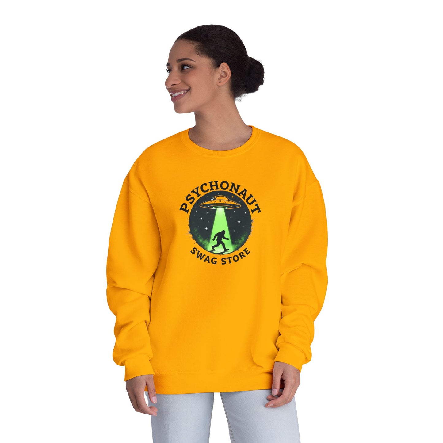 Psychonaut Swag Crewneck Sweatshirt – UFO Abduction Graphic Pullover