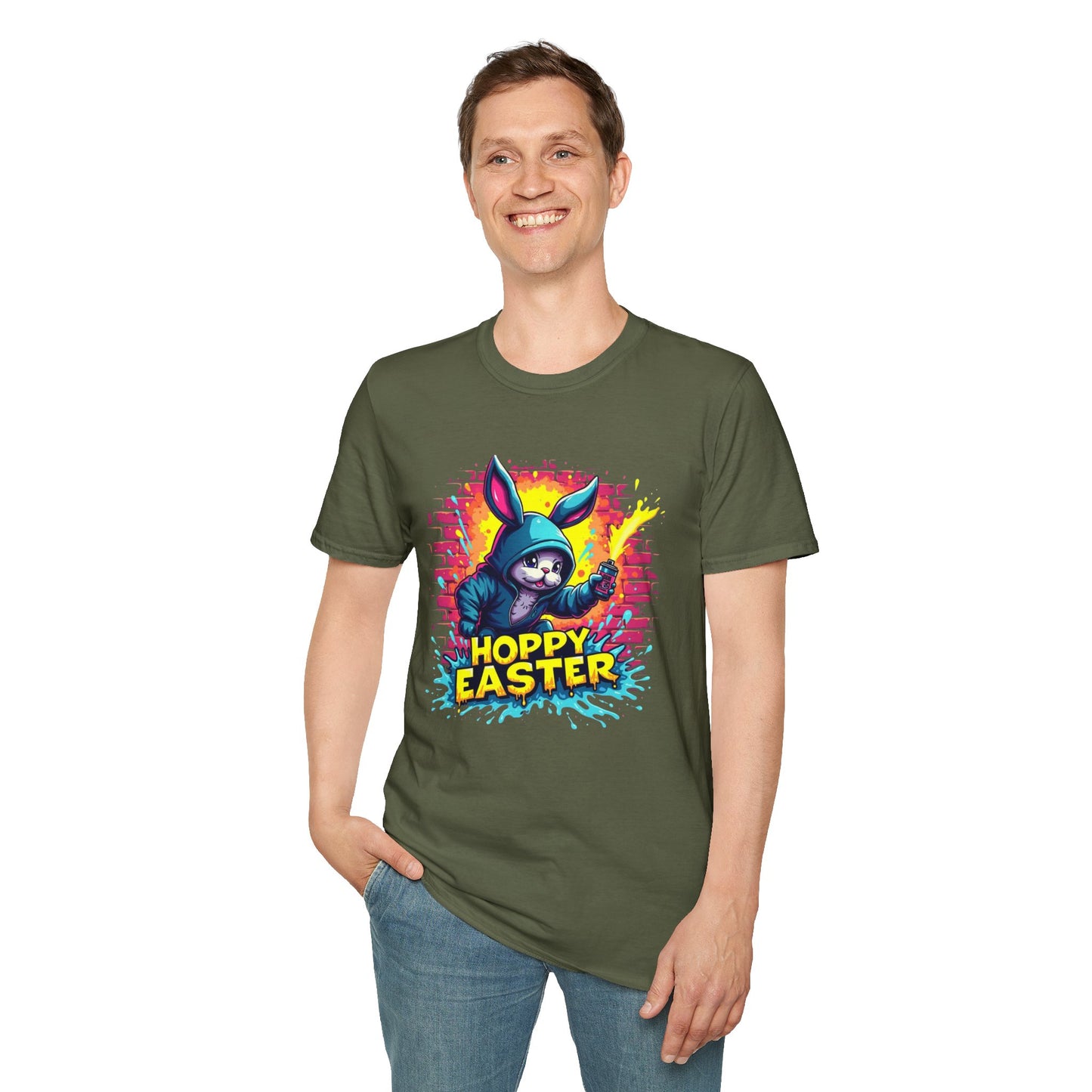 Easter Bunny 'Hoppy Easter' T-Shirt — Colorful Neon Bunny Graphic Tee