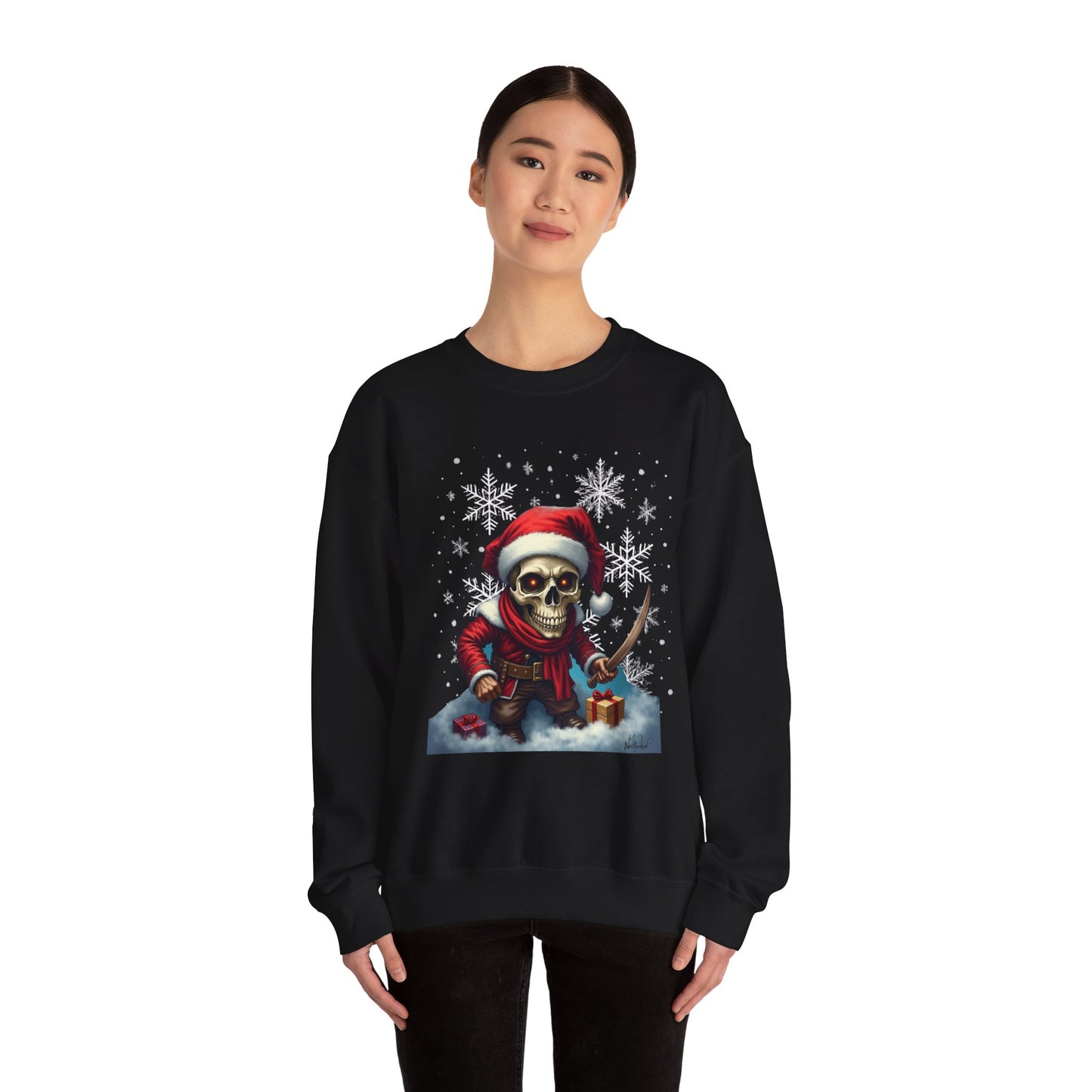 Skull Santa Crewneck Sweatshirt – Dark Christmas Holiday Pullover