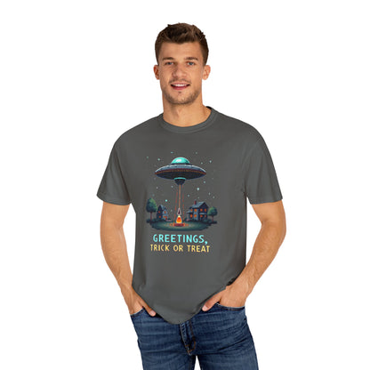 Halloween Alien Greetings T-Shirt, Unisex T-Shirt, Funny Halloween Tee, Trick or Treat Shirt, Spooky Season Apparel, Gift for [...]