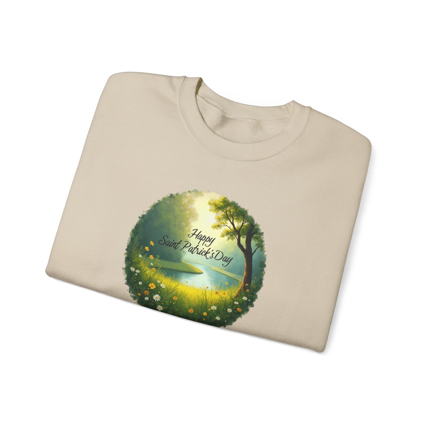 Saint Patrick’s Day Crewneck Sweatshirt — "Happy Earth Day" Nature Graphic