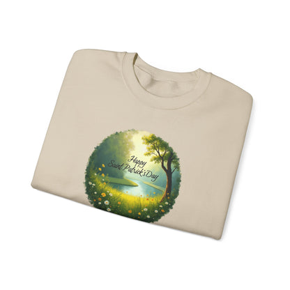 Saint Patrick’s Day Crewneck Sweatshirt — "Happy Earth Day" Nature Graphic