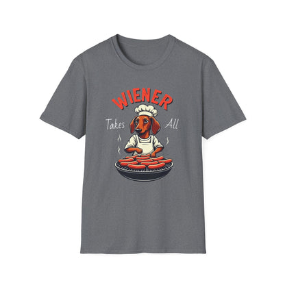 Wiener takes all, Dog Humor T-Shirt, Funny Pet Lover Gift, Cute Dog Tee, Unisex Funny Shirt, Dog Lover's Apparel - Psychonaut Swag