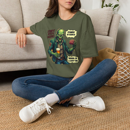 Zombie Needs Brains T-Shirt – Retro Comic Horror Graphic Tee