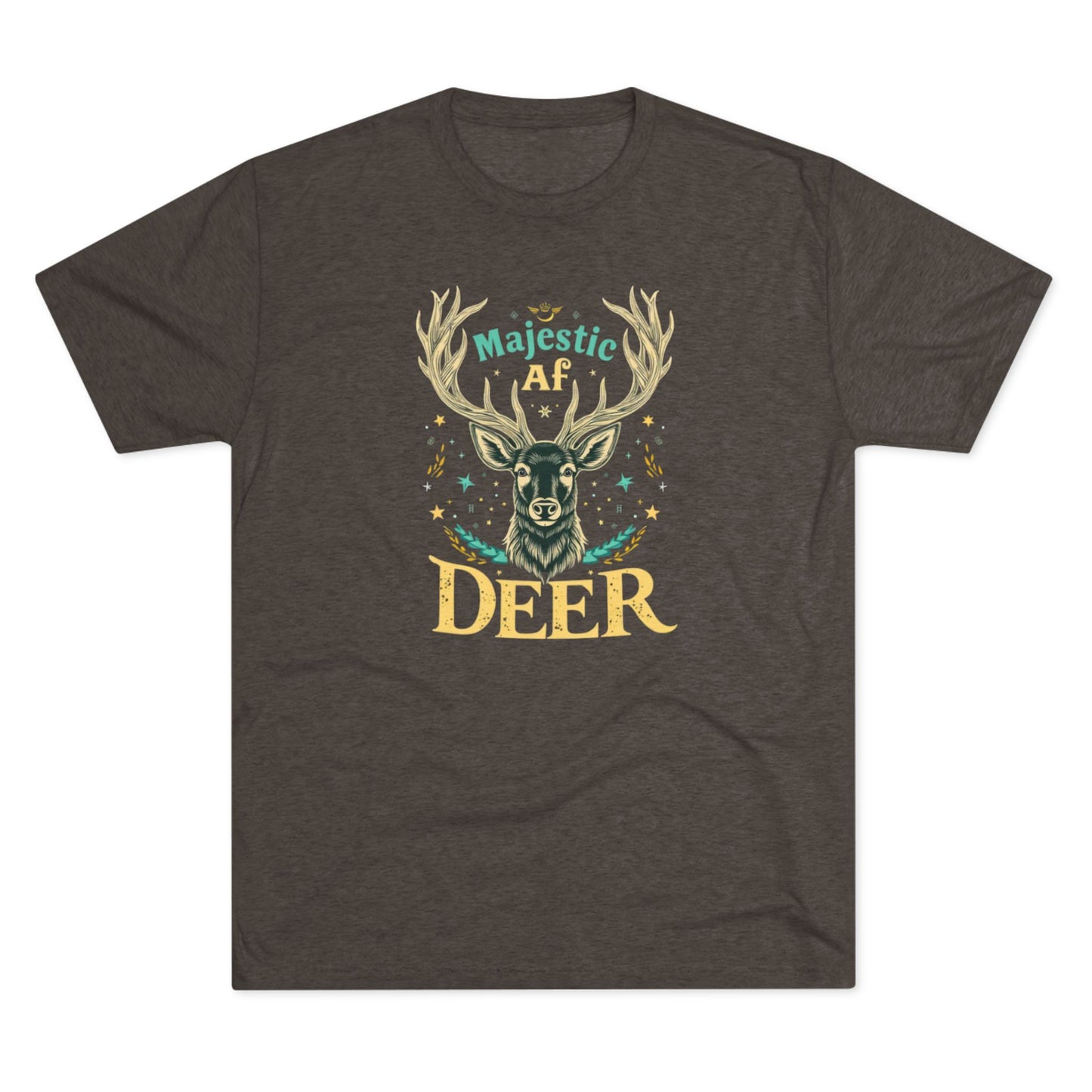 Majestic AF Deer Tee - Unisex Tri-Blend Crew Tee, Perfect for Nature Lovers, Gifts for Hunters, Casual Wear, Wildlife Enthusiasts