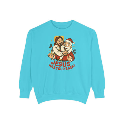 Christian Sweatshirt Jesus Santa Holidays Back Support