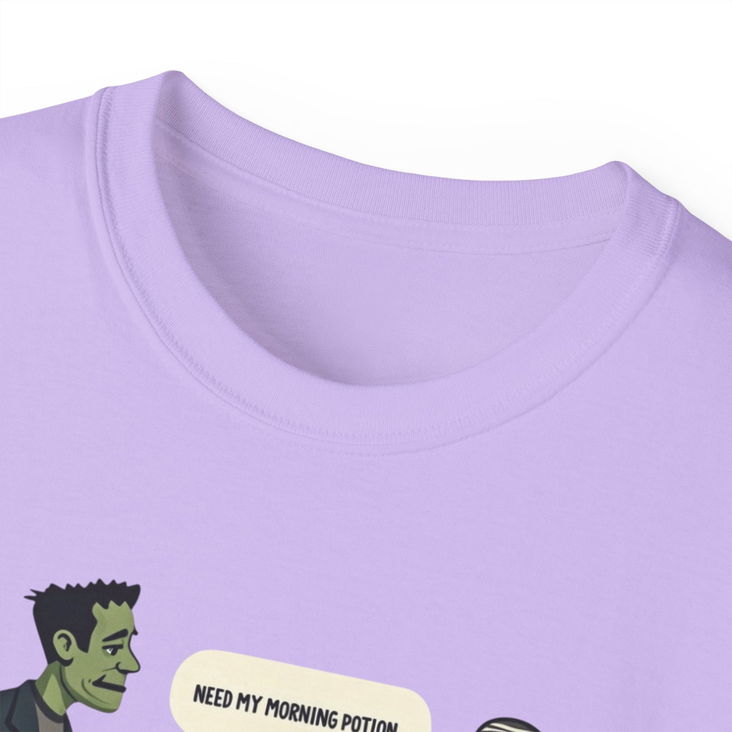 Funny Halloween Tee — Frankenstein & Mummy Coffee Joke Shirt