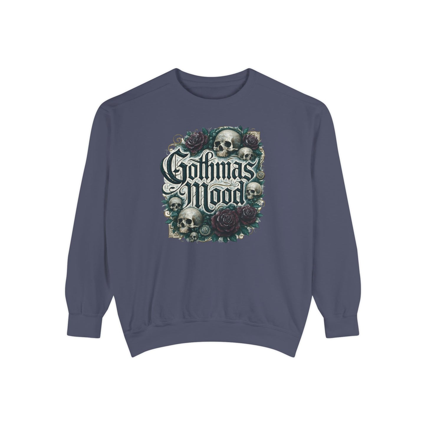 Gothmas Mood Sweatshirt — Gothic Skull & Roses Holiday Pullover