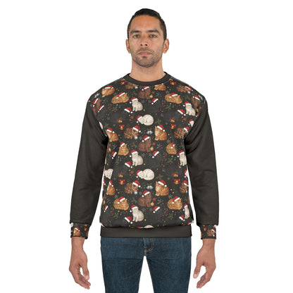 Holiday Cats  Ugly Christmas Sweatshirt — Festive Sleeping Kittens Pattern