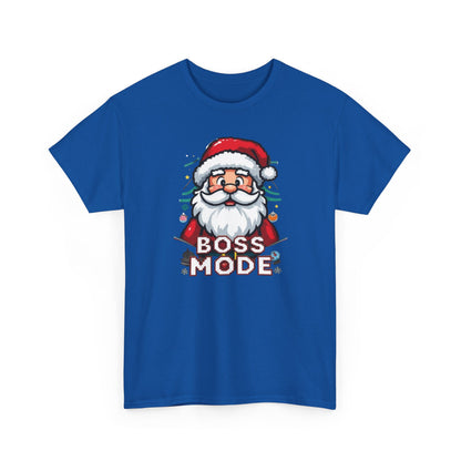 Boss Mode Santa T-Shirt — Funny Christmas Tee with 'Boss Mode' Santa Design