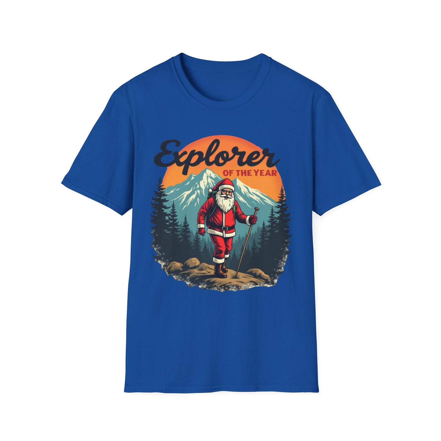 Explorer of the Year T-Shirt — Santa Hiker Vintage Outdoor Christmas Tee