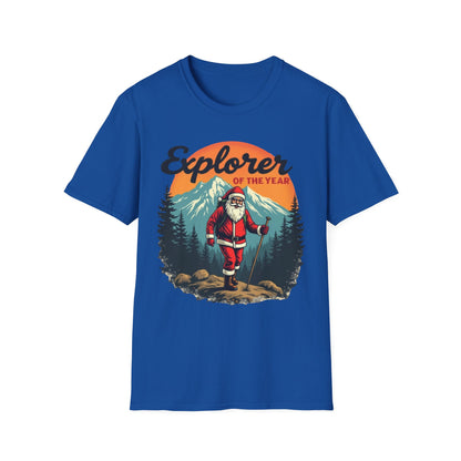 Explorer of the Year T-Shirt — Santa Hiker Vintage Outdoor Christmas Tee