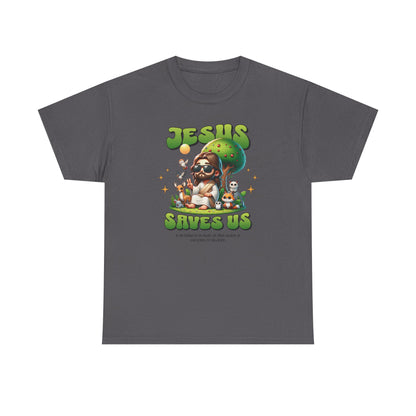 Jesus Saves Us T-Shirt — Cute Retro Jesus with Animals Christian Faith Tee