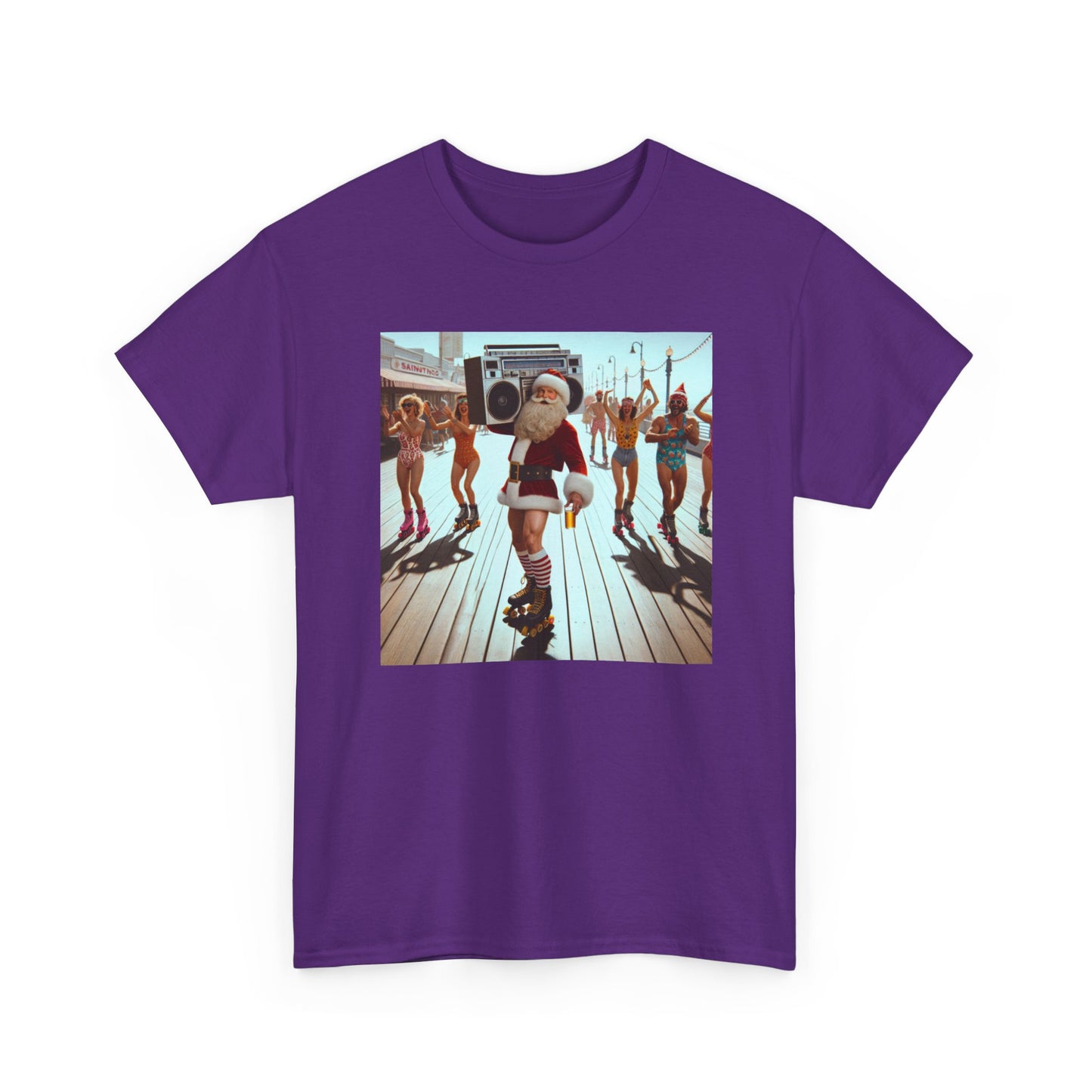 Santa Boombox Retro Christmas Tee — Holiday Dance Party T-Shirt