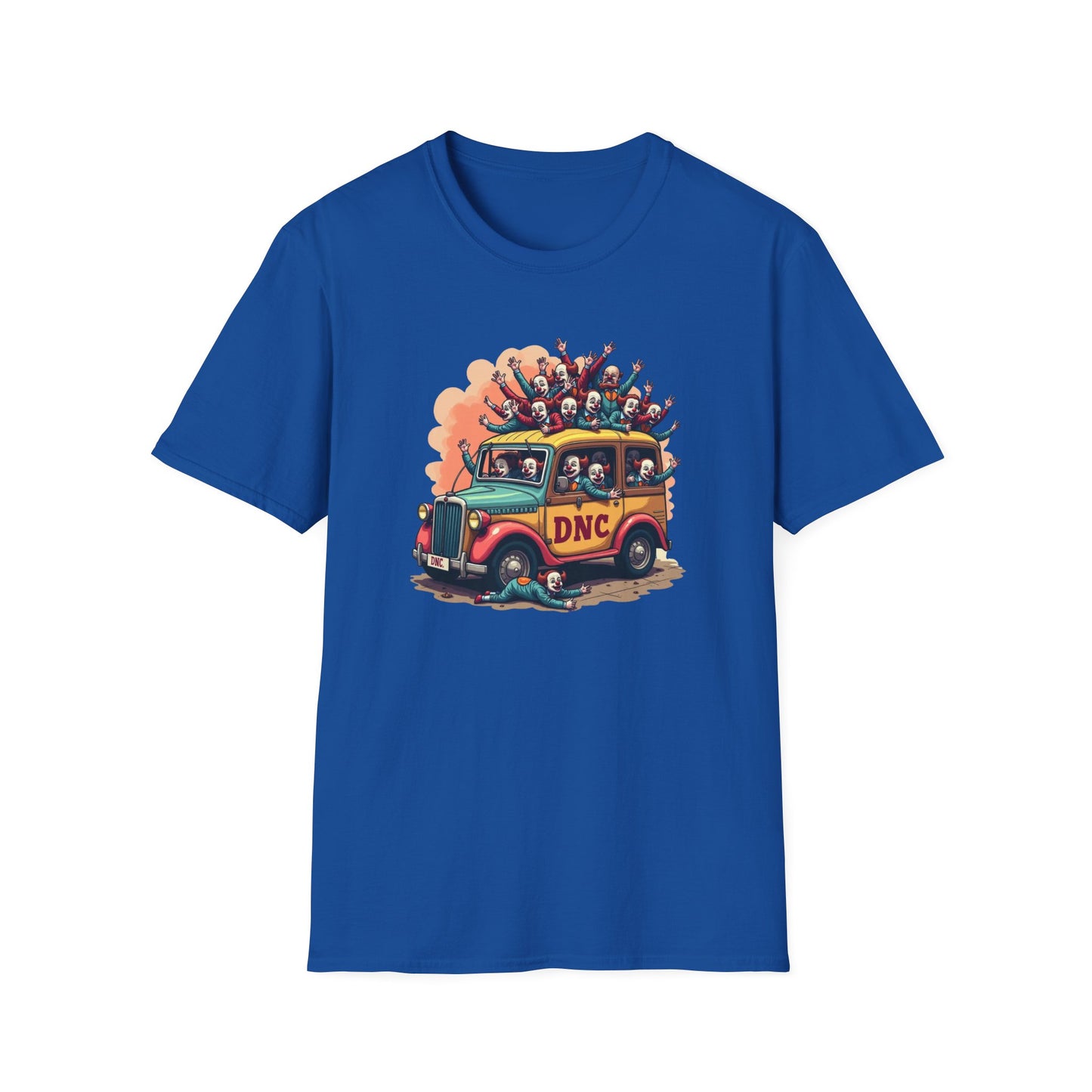 Clown Car, Cartoon Bus 'DNC' Graphic Tee | Political Satire Casual Top