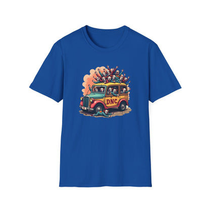 Clown Car, Cartoon Bus 'DNC' Graphic Tee | Political Satire Casual Top