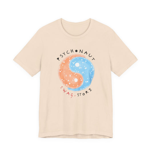 Psychedelic Yin Yang Graphic Tee, Relaxed Fit Short Sleeve T-Shirt, Unisex Casual Wear, Gift for Psychonauts and Free Spirits