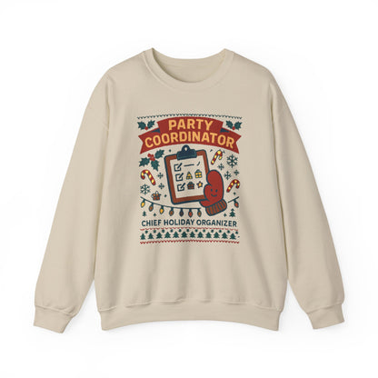 Holiday Party Coordinator Sweatshirt — “Chief Holiday Organizer” Christmas Crewneck