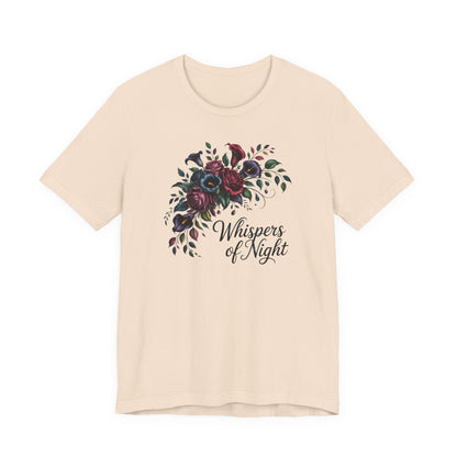 Whispers of Night Floral Tee — Dark Rose Bouquet Graphic T-Shirt