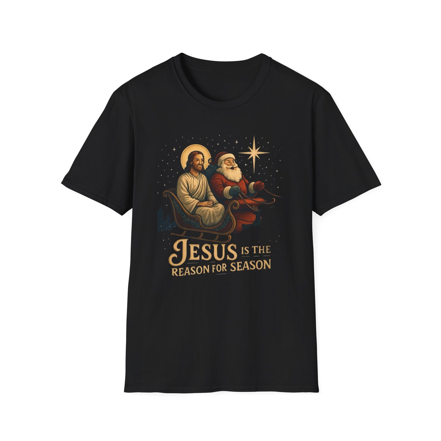 Jesus Is the Reason Of the Season T-Shirt — Vintage Nativity & Santa Christmas Tee