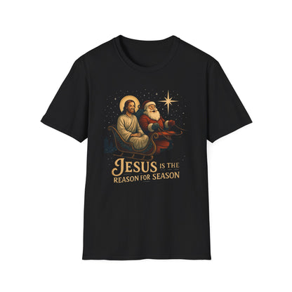 Jesus Is the Reason Of the Season T-Shirt — Vintage Nativity & Santa Christmas Tee