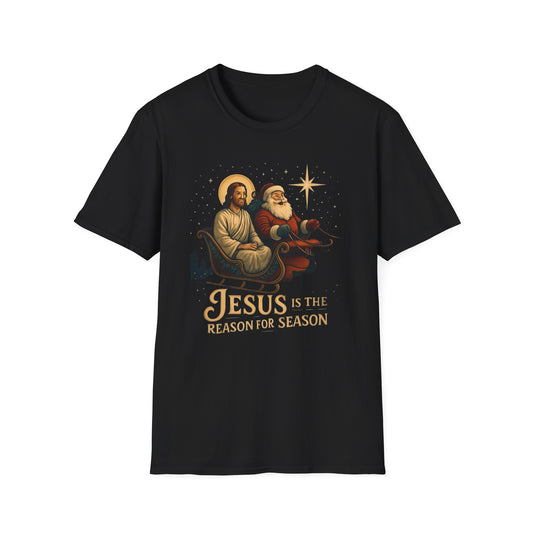 Jesus Is the Reason Of the Season T-Shirt — Vintage Nativity & Santa Christmas Tee