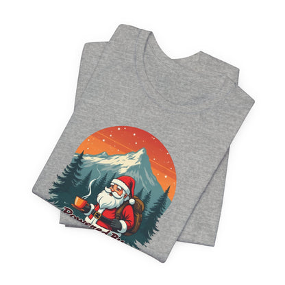 Coffee-Powered Santa T-Shirt — "Powered by Coffee" Holiday Tee