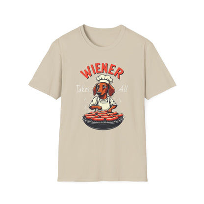Wiener takes all, Dog Humor T-Shirt, Funny Pet Lover Gift, Cute Dog Tee, Unisex Funny Shirt, Dog Lover's Apparel - Psychonaut Swag