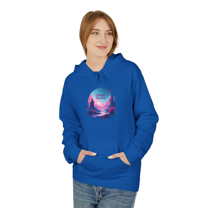 Retro Vaporwave Nature Hoodie — Neon Sunset Cityscape Graphic